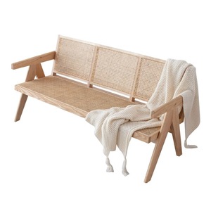 Sofá de Madera Maciza de Estilo Nórdico, Tres Plazas, Madera de Fresno, Resistente, para el Hogar y Apartamentos Pequeños - Product Image 4
