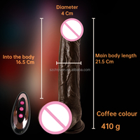 Chiyuan L--410 Ferngesteuerter Silikon-Soft-Dildo mit Saugnapf Braun/Schwarz Heizender Vibrator für Frauen