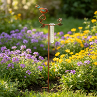 Jauge de pluie vintage en métal rouillé, robuste, pour décoration de jardin, patio, cour arrière, ferme et aménagement paysager