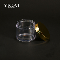En stock Pot transparent cosmétique en plastique Crème de gommage corporel avec couvercles dorés pour emballage de crème capillaire de 250ml