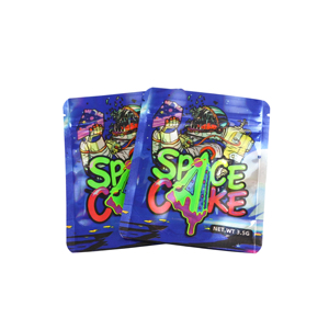 Sachets Doypack Mylar Anti-Odeur SPACE CAKE avec Logo Personnalisé, en Feuille d'<span class=keywords><strong>Aluminium</strong></span> de Qualité <span class=keywords><strong>Alimentaire</strong></span>, <span class=keywords><strong>Emballage</strong></span> Ziplock Recyclable, ISO9001 - Product Image 6