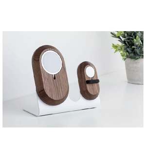 Accessoires de <span class=keywords><strong>bureau</strong></span> en <span class=keywords><strong>bois</strong></span>-Station de charge 2 en 1 pour montre Magsafe <span class=keywords><strong>et</strong></span> téléphone, support de chargeur double - Product Image 3