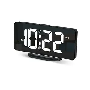 Reloj despertador de dígitos coloridos con pantalla LED HD o dormitorios con reloj de escritorio de brillo de 3 niveles y reloj de mesa con cable