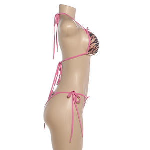 Viviblook Z0130ST02 Women Bikini Beach <b>Swimsuit</b> Set New Sexy Bikini Leopard Print Bra Tops <b>Thong</b> Two-Piece Set - Product Image 2
