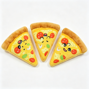 Coussin en forme de tranchette de pizza pepperoni personnalisable, Peluche douce en forme de tranchette de pizza, Peluche de pizza de dessin animé, Ensemble de mini-peluches pizza - Product Image 1