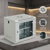 Kabinet Jaringan Dinding VBS 9U 19 Inch Flat Pack KD, Enclosure IT Kecil dengan Kaca Tempered untuk Hub Data Keamanan