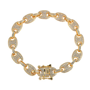 9Mm Wide <b>Copper</b> <b>Bracelet</b>, Hip-hop <b>Copper</b> Pig Nose <b>Bracelet</b> Full of Zirconium Coffee Beans Tanjing Fashion Lijing Necklace - Product Image 1