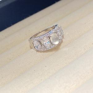 Bague en diamant micro-incrusté Vintage New Chinese Style Egg Noodles Inspiré <span class=keywords><strong>Frozen</strong></span> Jade Denier Shape Index Ring - Product Image 1