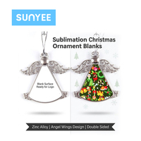 Ornement de Noël en forme d'aile d'ange vierge pour sublimation, en alliage de zinc, à suspendre, personnalisable avec photo et logo par transfert thermique, vente en gros Prosub