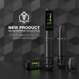Máquina de Tatuaje Inalámbrica <span class=keywords><strong>Ambition</strong></span> con Carrera Ajustable, Acero Inoxidable, 12000 rpm, para Tatuaje de Cejas, Bordado, Blanqueamiento de Labios - Product Image 1