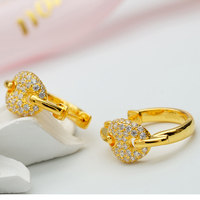 Pendientes de clip llamativos con diamantes de laboratorio de 0.96 ct, engaste completo, oro de 14K, joyería de lujo de diseñador