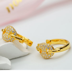 Pendientes de Oro Sólido de 9K/14K/18K con Diamantes de 0.96ct, Diseño de Banda Completa con Pavé de Diamantes, para un Toque de Lujo Diario - Product Image 4