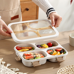 Wheat Three Compartment Lunchbox 1-3L Microwave Safe For Students Office Workers - Product Image 2
