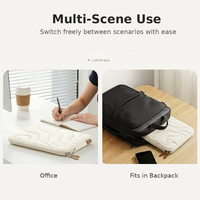 Sac à bandoulière moderne pour ordinateur portable 13-14 pouces, matelassé, doux, motif vagues, léger, étui de voyage tendance pour tablette et ordinateur