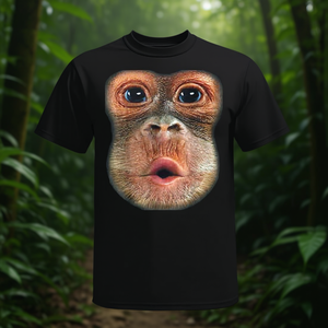 Camiseta con Estampado de Cara de Mono, Negra, Talla Grande, Ropa Promocional - Product Image 3