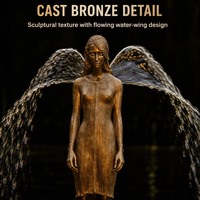 Statue de fontaine d'eau en bronze grandeur nature représentant une femme avec jets d'eau arrière, idéale pour cour, jardin, villa, complexe hôtelier
