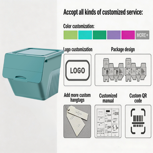 Bac de rangement pour jouets d'enfants de grande capacité, boîte de rangement empilable pour vêtements avec couvercle rabattable à l'avant pour salle de jeux et crèche - Product Image 5
