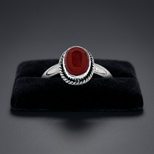Art Palace Simple Silver Bohemia Gemstone <b>Ring</b> with Red Onyx and Bezel Setting for Wholesalers - Product Image 3