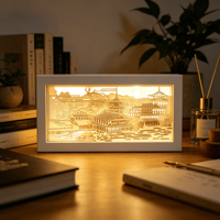 Nouvelle conception, lampe de sculpture sur papier 3D de haute qualité, boîte à lumière LED pour la décoration de la maison, éclairage intérieur intelligent
