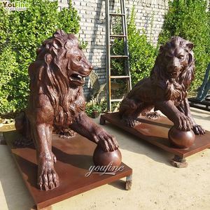 Casting Art Lion Ball Sculpture Palais Lion En Bronze Avec Statue Boule - Product Image 3