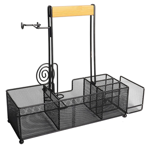 Cesta para Barbacoa y Picnic con Portarrollos de Papel, Mango de Madera y 2 Ganchos, <span class=keywords><strong>Accesorios</strong></span> para Caravana, para Cubiertos y Condimentos - Product Image 2