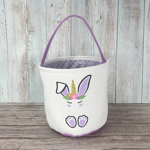 Panier à œufs en toile de coton avec impression de lapin, sacs de chasse aux œufs, sacs à bonbons mignons, cadeaux de Pâques, sacs à friandises - Product Image 3