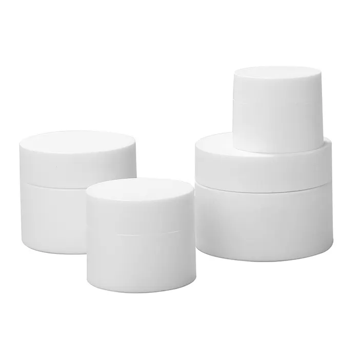 AWS 5g 10g 15g mini vasetti di plastica contenitore per nail art crema per il viso unguento vaso per campioni carino 30g 50g 100g vaso bianco cosmetico