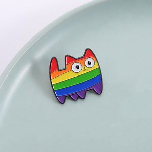 Broche de Gato con el Arcoíris del Orgullo <span class=keywords><strong>LGBT</strong></span>, Pin de Esmalte, Broche de Metal con Diseño de Gato de Dibujos Animados, Insignia para Mochila o Solapa, Joyería, Regalo para Mejores Amigos - Product Image 1