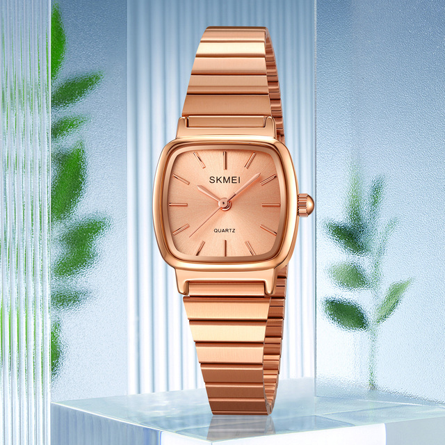 Women's Fashion Square Quartz Watch Glass Pointer Stainless Steel Bracelet Gold Rose Gold Color Luxury Alloy Case Water