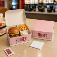 Boîte d'emballage biodégradable personnalisée avec logo pour la livraison de nourriture rapide, hamburgers et frites, pour restaurants
