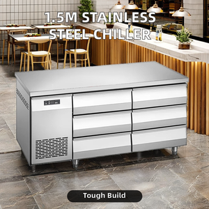 In acciaio inox ristorante piano di lavoro frigorifero <span class=keywords><strong>6</strong></span> <span class=keywords><strong>cassetti</strong></span> piano di insalata Bar modalità di raffreddamento ad aria con clima fresco - Product Image 4