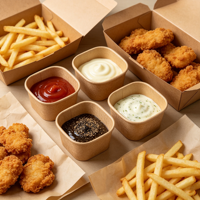 Gobelets à sauce jetables en papier kraft pour restaurant, restauration rapide, plats à emporter, traiteur, fête, portions individuelles, brun naturel