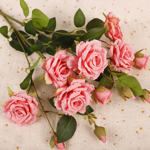 ดอกกุหลาบประดิษฐ์ 6 หัว ขายส่ง สำหรับตกแต่งงานแต่งงาน ดอกกุหลาบผ้าไหมสีขาวสำหรับงานปาร์ตี้ โรงแรม ตกแต่งบ้าน - Product Image 3