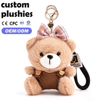 Porte-clés en peluche Ours brun en gros, adorable breloque de sac en peluche avec nœud, pendentif doux en peluche, cadeau pour filles