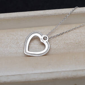 Pendentif Mabei en forme de cœur 12 mm, support vide en argent S925 pour collier, breloque de bijoux DIY, pendentif raffiné - Product Image 2