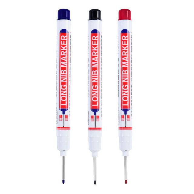 Bonvada BV-DHH15 Construction Drafting Woodworking Marker Custom Deep Hole Long Nib Permanent Marker Pen Odorless Ink Smooth