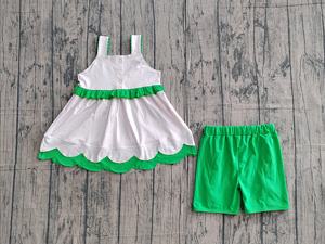 GSSO3164 Conjunto de Ropa de Verano para Niña Pequeña, Personalizado al por Mayor, con Bordado de Sandía con Rayas Rosas, sin Mangas - Product Image 2