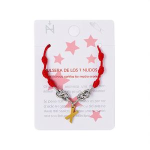 Pulsera X Stainless Steel Seven Knot <b>Bracelet</b> <b>Red</b> String Charm Fashion Jewelry - Product Image 2