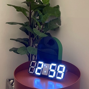 LED Wall <b>Clock</b> – <b>Digital</b> Glow Night Mode, Adjustable Brightness Electronic <b>Clock</b> for Bedroom, Living Room, Office – Modern Room - Product Image 4