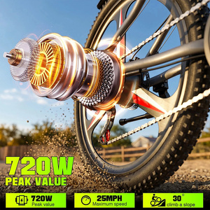 26 İnç E-Bisiklet 720W 25 MPH 50 Mil Menzil 30 Derece Yokuş Tırmanma Kapasitesi 7 Vitesli Disk Frenli Elektrikli Dağ Bisikleti Yetişkinler İçin - Product Image 5