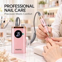 Ponceuse à ongles électrique professionnelle HOWYEA, forte, 30000 tr/min, rechargeable, avec brosse en carbone, rose