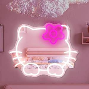 Specchio Neon dimmerabile Anime per comò e decorazione della stanza interna LED fonte di luce gatto parete specchio e camera da letto parete regalo - Product Image 6