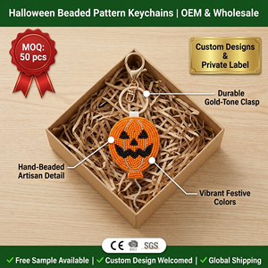 Colgante Personalizado de Halloween con Cuentas DIY, Hecho a Mano con Bordes Precisos, Lindo Abóbigo Naranja de Calabaza, Adorno para Bolso, Regalo - Product Image 2