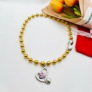 Collier AB <span class=keywords><strong>uno</strong></span> De 500 en acier inoxydable, design boule, pendentif amour, pour femme, tendance, polyvalent, bijoux de mariage - Product Image 5