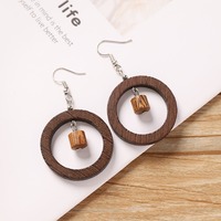 Boucles d'oreilles en bois géométriques ajourées en gros, bijoux fantaisie pour femmes