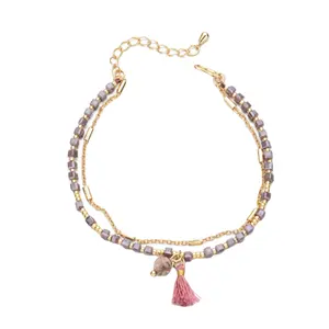 2404 réglable bohème charme mignon carré verre cristal perle coloré femmes petit Bracelet perlé avec gland