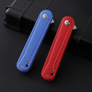 Cuchillo de bolsillo Azul Rojo D2 acero CNC cuchillo plegable duradero Acero inoxidable al carbono peso ligero para caza al aire libre uso táctico - Product Image 4
