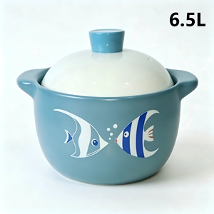 Marmite à soupe en céramique 6,5 L, revêtement antiadhésif de qualité alimentaire, résistante à la chaleur, design minimaliste pour <span class=keywords><strong>cuisinière</strong></span> à gaz, ensemble d'ustensiles de cuisine - Product Image 1