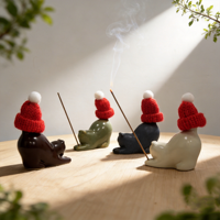 Porte-encens personnalisé en forme de chat mignon, diamètre 3 mm, brûleur d'aromathérapie pour la méditation et le yoga, vente en gros directe d'usine OEM ODM