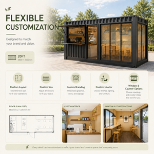 Cafetería Modular Prefabricada Comercial en Contenedor Portátil con Diseño de Techo con Toldo - Product Image 6